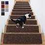 ANTDLE Stair Treads NonSlip 16 Pack 8"x30"  Carpet Stair Runner for Indoor Wooden Steps with TPE Backing & AntiSkid Surface, Reusable Adhesive Safety Rug for Kids/Elder/PetFriendly  Brown