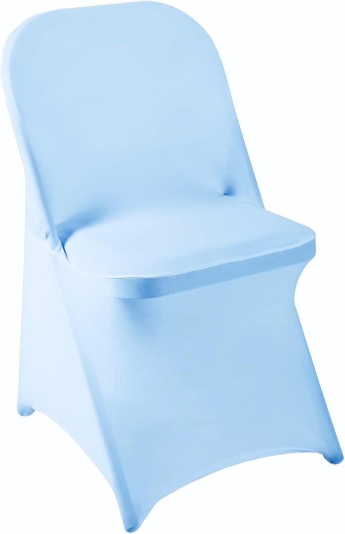 Folding Chair Covers for Party - 12pcs, Blue Mist Universal Spandex Fitted Chair Covers for Wedding, Banquet, Conference