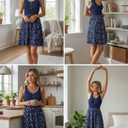 Summer Dresses for Women 2026 Trendy Twist Front Waffle Knit Dress Flowy Sleeveless Sundresses (Blue, M)