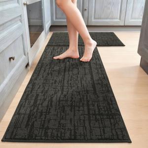 COSY HOMEER-Dirt-Trapper-Door-Mat 32"x48" Non-Slip Entryway Rugs Washable Welcome Mat Absorbent Entrance Mats Low Pile Dog Door Mats for Front Back Doomats and Wet Shoes,Black