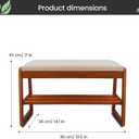Wuditure Solid Wood Shoe Rack, 2 Tier Shoe Storage Bench with Cushion Seat, 6 Pair Shoe Organizer for Entryway, Small, Cherrywood, 24 Inch