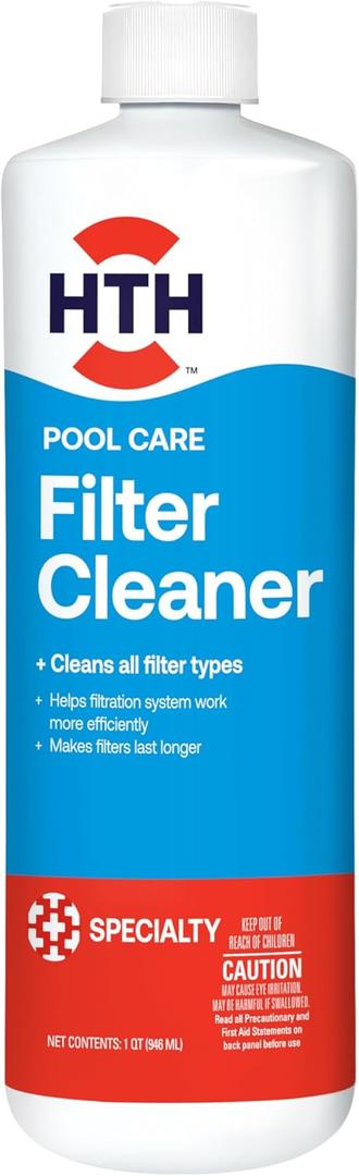 HTH 67227 Swimming Pool Care Filter Cleaner, Quickly and Effectively Cleans and Prolongs Life of Pool Filter, Improves Filtration Efficiency, Compatible with All Filter Types, 32oz