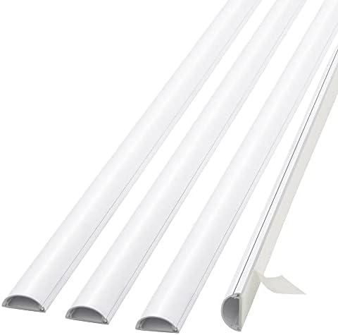 ZhiYo Wall Cord Concealer 156in (4X L39in), TV Cord Hider for Wall Mounted TV, Self-Adhesive Paintable Wire Covers for Cords, White Cord Cover, Half Round Cable Raceway, 1in (W) x 0.5in (H)