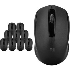 Rii 10-Pack Wireless Mouse,2.4G Portable Computer Mice for PC, Laptop, Windows,Office Included Wireless USB dongle (Black)