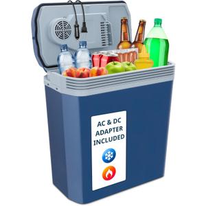 Ivation Electric Cooler & Warmer with Handle | 24 L Portable Thermoelectric Fridge for Vehicles & Trucks| 110V AC Home Power Cord & 12V Car Adapter for Camping, Travel & Picnics