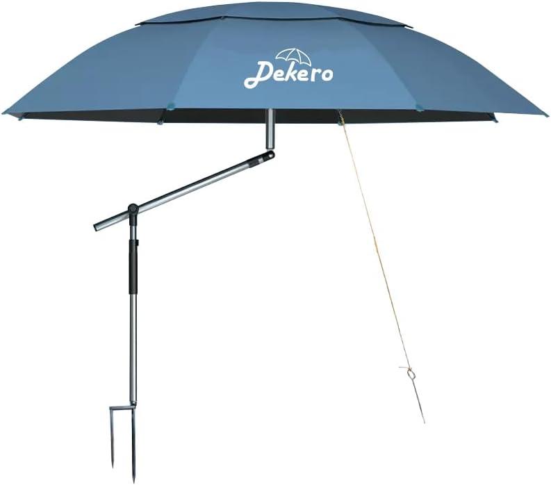 8ft Heavy Duty Beach Umbrella with Sand Anchor, High Wind Resistant Large Beach Umbrella with UV Protection, Adjustable Tilt Pole, Ventilated Canopy & Carry Bag for Beach, Fishing, Camping