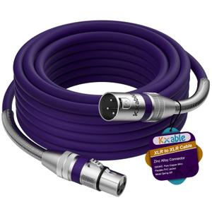 XLR Microphone Cable 10 FT, XLR Male to Female Balanced Mic Cable, 3-Pin Shielded Speaker Cord, Zinc Alloy Connectors, 22AWG Pure Copper, Metal Spring SR, Recording Studio, Podcast, Purple
