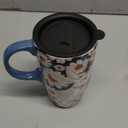 DUSVALLY Ceramic Tall Coffee Mug, Friends Coffee Cup Gift Set, Travel Mug with Lid for Office and Home, Unique Gifts for Women and Man, Color Box, 17 oz Large Cup, Flower and Rabbit