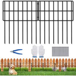 Animal Barrier Fence, 25 Pack Total 17in (H) x 27ft (L) No Dig Garden Rustproof Metal Defense Fences Stakes, Dog Rabbits Blocker Fencing Panels for Outdoor Yard with Cable Ties and Cutting Plier