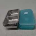 4 Pack Stainless Steel Snack Containers Reusable, Grab and Go 2 Compartment Food Storage Meal Prep Containers with Leakproof Lids for Travel and Outdoor Camping School Lunch Dishwasher Safe 7.9" Size