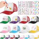 Aneco 16 Packs DIY Baseball Caps Hats, Adjustable Sport Ball Caps, Multicolor Creative Painting Baseball Cap with Acrylic Paint Strips and Brushes, Stickers for Outdoor Sports, Camp, Summer, Birthday