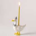 Mumufy Silly Goose Cake Candle Holders with Birthday Candle One Birthday Party Supplies Mini Cute Cake Topper Stand Candlestick for Kids Baby Shower Party Celebration, 3.15 Inch(Goose,Grey) (Gray)