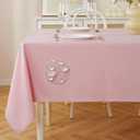 JIALE Rectangle Tables Cloth, Waterproof Stain Resistant Tablecloth, Wrinkle Free Farmhouse Dining Table Cover, Soft Fabric Table Cloths for Dinner/Party/Holiday, 52 X 70 Inch, Pink
