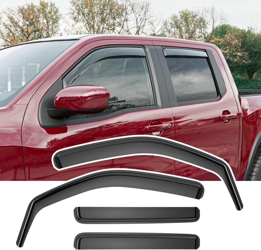Xipoo Side Window Visor Deflector Compatible with 2022-2026 Nissan Frontier Crew Cab Side Window Deflector Replacement for 2022-2026 Frontier Accessories