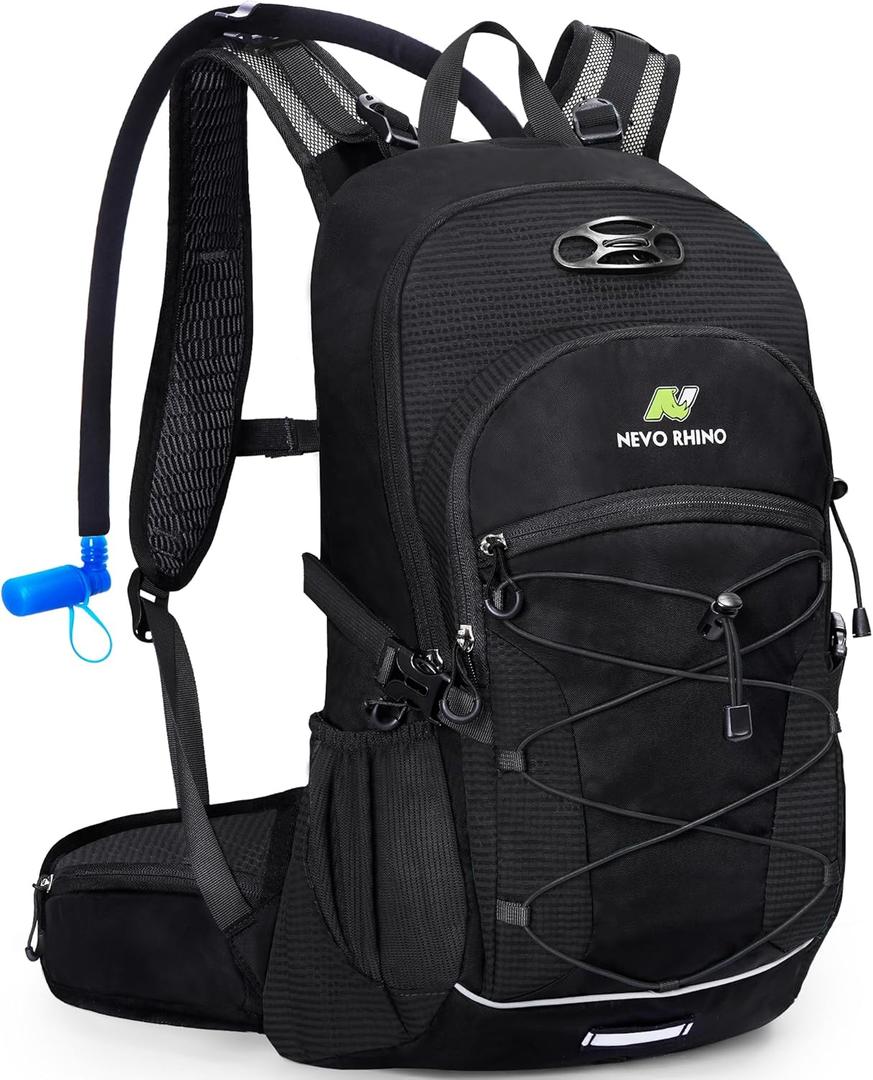 Hydration Backpack 3L Water Bladder, Hiking Water Backpack with Rain Cover, Insulation Hydration Daypack Rucksack for Cycling (01 Black)