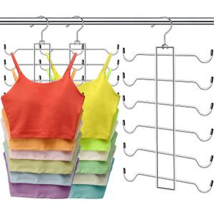 Metal Tank Top Hanger 2 Pack, Space Saving Bra Organizer with 24 Easy Access Hooks, 360 Swivel Closet Organizers and Storage, Apartment College Dorm Room Essentials, Small Space Organization Solution