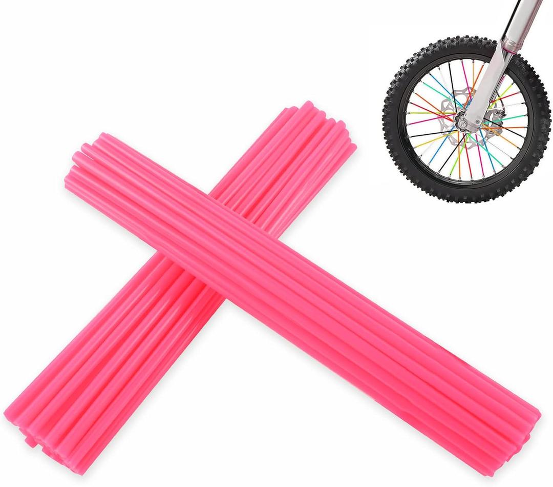 Spoke Skins Spoke Covers: 8-21 inch Rims Protector & Decoration for Dirt Bike | Bike | Bicycle | Wheelchair | Motorcycle - 72Pcs (pink)