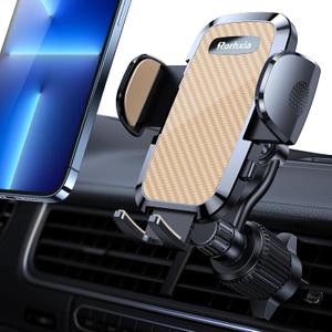 Gold Car Vent Phone Mount, [Never Blocking Vent, Enjoy The Comfort of The A/C] Hands-Free Universal Extension Clip Air Phone Holder Car Fit for All Phones iPhone Samsung