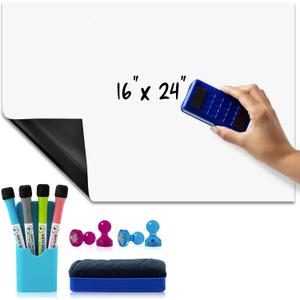 Self-Adhesive Magnetic Dry Erase Whiteboard Paper 16" x 24", Peel and Stick Whiteboard for Walls, Includes Magnetic Accessories, Easy to Write and Clean, WhiteBoard for Kids, Home, Office, School