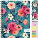 HARDCOVER 2026 Planner, 8.5"x11": 14 Months (November 2025 - December 2026), Daily Weekly Monthly Planner, Yearly Agenda, Bookmark, Pocket Folder and Sticky Note Set (Teal Floral)