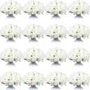 Jexine 240 Pcs Artificial Rose Flowers Bouquet Silk Realistic Flowers Bulk Centerpieces DIY Bride Fake Rose for Home Bridal Wedding Party Decorations(White)
