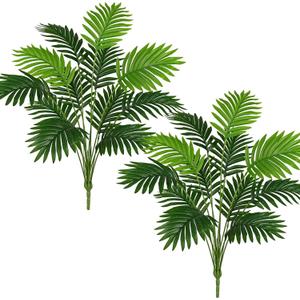 2PCS Artificial Palm Plant 30" Fake Tropical Areca Palm Leaves Bushes Tree Leaf Large Faux Greenery Stem Shrubs for Indoor Outdoor Home Garden Arrangement Jungle Safari Wedding Party Decor, 12 Leaves