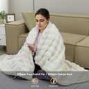 Heated Blanket Electric Queen- 84"x90" Soft Thick Faux Fur Electric Blanket for Sofa with 5 Heat Levels & 10 Hours Auto-Off Overheat Protection, Warm Cozy Gifts, Cream