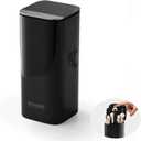 DASITON Makeup Brush Holder with Lid,4 Slots Makeup Brush Organizer,Automatic Lifting Makeup Cosmetics Organizer,for Vanity Decor,Bathroom Countertop,Dustproof Cosmetic Brushes Container(Silver-Black)