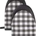 KITCHENAID Gingham Mini Oven Mitt 2-Pack Set, Matte Black, 5.5"x8"