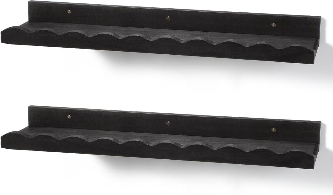 Suzile 2 Pcs Scalloped Shelves Wall Floating Shelves Set for Room, Bathroom, Bedroom, Cute Room Decor Aesthetic and Books, Toys, Photo Frames Storage(23",Black)