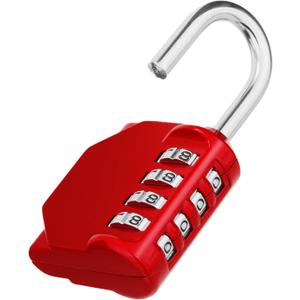 ZHEGE Combination Lock, 4 Digit Outdoor Combination Padlock for Gym, School, Gates, Doors, Hasps and Storage (Red) (1P)