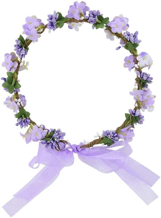 HUFFA Women Girls Flower Headband Bride Flower Crown Hairband Hair Accessories Wedding Party Spring New Wreath Headpiece Headwear (Color : D02)