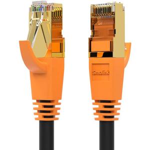 Smolink Cat 8 Ethernet Cable, 15ft Shielded LAN Wire, 26AWG F/FTP, Gold Plated RJ45, 40Gbps 2000MHz, Weatherproof Cord for Gaming, Router, Modem, Xbox, PC