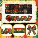 12 Rolls Black History Month Ribbons 2 Inch x 60 Yards Wired Edge Fabric Ribbons Craft Assortment Black History Month Themed Pattern Wrapping Crafts for DIY Gift Hair Sewing Wreath 12 Styles
