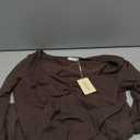 Women's Sexy Long Sleeve Going Out Tops Pleated Bustier Shirt Cute (Large, Dark Brown)