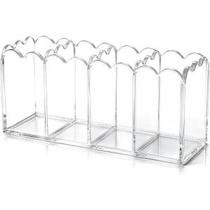 Sabary Scalloped Acrylic Dry Erase Marker Holder Whiteboard Non Slip Coastal Style Pen Holder for Fridge Locker Organizer for Work Locker Desk Accessories Pencil Cup(7.9 x 2.7 x 3.5'')