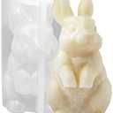 3D Rabbit Candle Silicone Molds Easter Bunny Resin Casting Mould for DIY Candle Making Polymer Clay Craft Plaster Home Decoration (Standing Bunny)