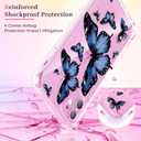 2 x Clear Case Compatible with iPhone 12, Cute Butterfly Print Protective Cover for Girls Women, Slim Soft TPU Four Corners Shockproof Case for iPhone 12 - Blue Butterfly