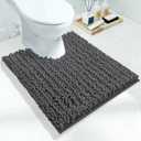 Yimobra Toilet Rug U Shaped Washable 24x20 Inch - Ultra Soft Absorbent Chenille Bath Rugs for Toilet, Quick Dry & Machine Washable, Non Slip Contour Bathroom Mat, Dark Gray 2Pack