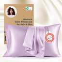 Bedsure King Size Satin Pillowcase Set of 2 - Lavender Silky Pillow Cases for Hair and Skin with Envelope Closure, Similar to Silk Pillow Cases, Gifts for Women Men, 20x36 Inches, 2pcs