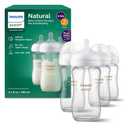 Philips Avent Natural Glass Baby Bottles with Natural Response Nipples (Medium Flow, Flow 3), 8oz, 4-Pack, SCY913/04
