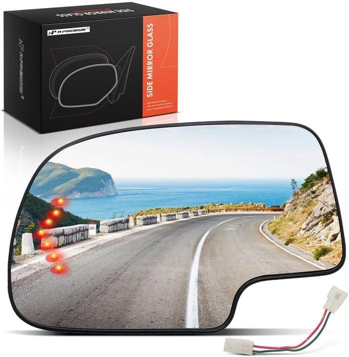 A-Premium Driver Side Heated Mirror Glass - Compatible with 2003-2007 Chevy Silverado, Avalanche, Suburban, Tahoe & GMC Sierra, Yukon & Cadillac Escalade - Exterior Side View Mirror with Turn Signal