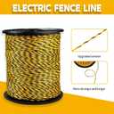 3280FT Electric Fence Polywire 6 Stainless Steel Conductors, Portable Temporary Fencing for Horses, Goats, Dogs UV Resistant, High Visibility for Livestock Containment
