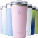 Insulated Coffee Mug with Lid, Reusable Stainless Steel Travel Coffee Cup, 16 Oz Double Wall Vacuum Spill Proof Tumbler Cups for Men and Women Hot & Cold DrinksRose (Pink)