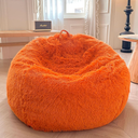 XeGe Faux Fur Comfy Bean Bag Cover (No Filler), Fluffy Stuffed Animal Storage Bean Bag Chair Cover for Bedroom Home Decor, Furry Fuzzy Big Gaming Bean Bag Cover for Adults Kids, Anti-slip, Orange