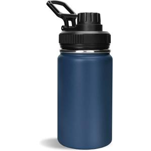 12 oz Water Bottle,Small Insulated Water Bottle, Stainless Steel Small, Leak Proof with Chug Lid, Wide Mouth BPA Free Double Wall Vacuum (Navy Blue)