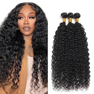 Water Wave Human Hair Bundles 30 32 34 Inch Unprocessed Brazilian Virgin Water Wave 3 Bundles Human Hair Natural Black Color