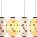 4 pc Unique Cherry Blossom Lantern Japanese Folding Lantern for Restaurant and Home Decor Round Supple Use Elegant