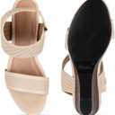 BATA Wedge Heeled Sandals, Dressy Heels, Comfortable Casual with Durable Sole, Cushioned & Lightweight Sole Slip On, Stylish Everyday Footwear for Office, Work, Travel & Outdoor (3, Beige)