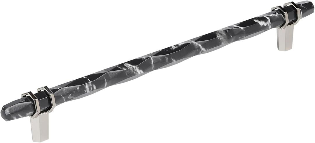 Amerock | Cabinet Pull |Marble Black/Polished Nickel | 10-1/16 inch (256 mm) Center-to-Center | London | 1 Pack | Drawer Pull | Drawer Handle | Cabinet Hardware